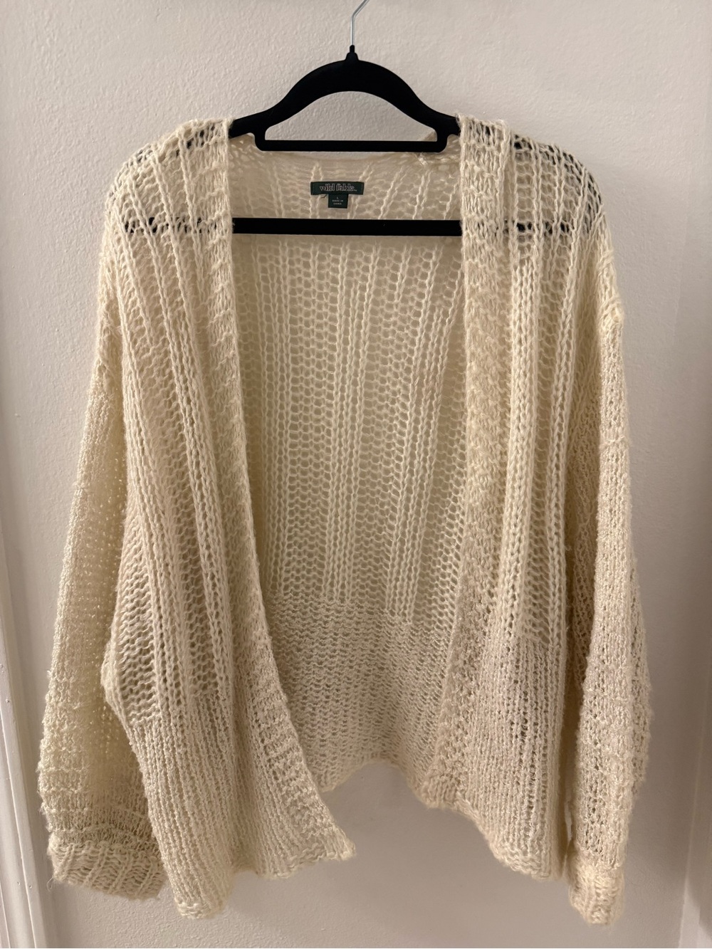 Cream Open-Front Knit Women's Sweater Cardigan
